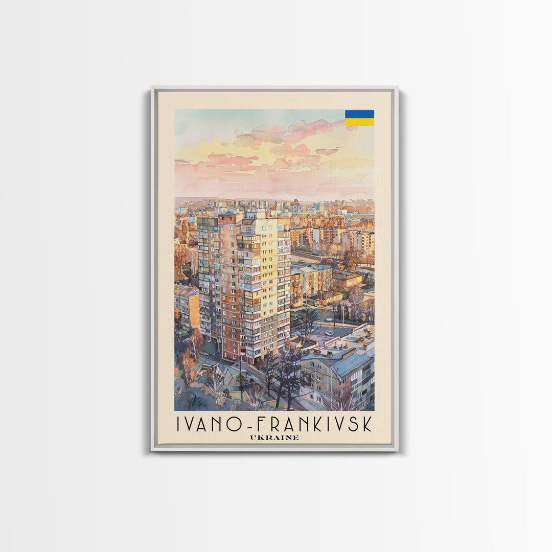 Ivano-Frankivsk Ukraine Cityscape Art Print, Sunset View Canvas Print for Home Decor, Travel Poster for Living Room Wall Art, Ukrainian Scene