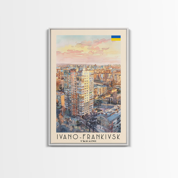 Ivano-Frankivsk Ukraine Cityscape Art Print, Sunset View Canvas Print for Home Decor, Travel Poster for Living Room Wall Art, Ukrainian Scene