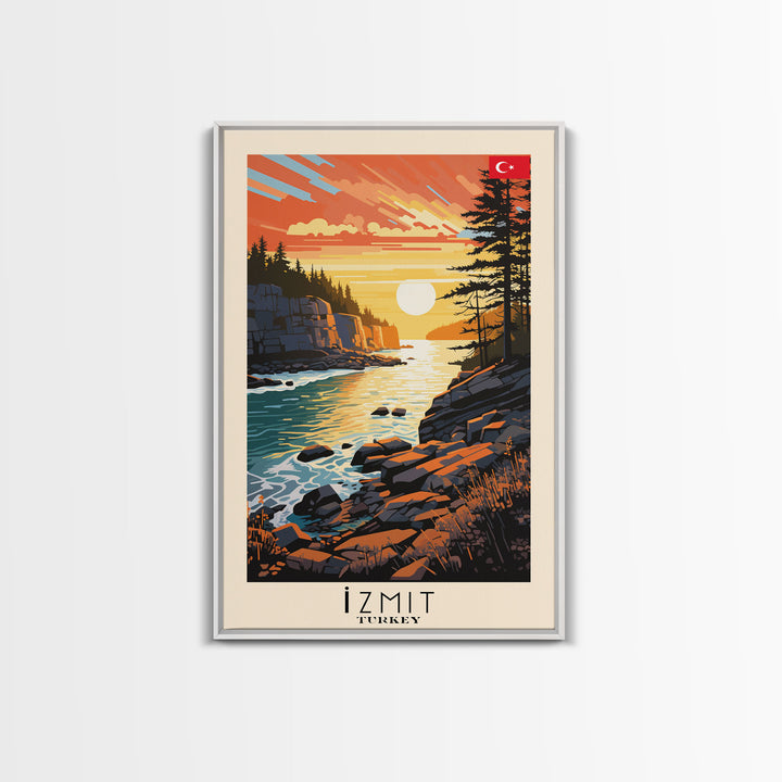 Izmit Turkey Urban Landscape, Framed Canvas Print, Travel Poster, Contemporary Wall Art, Bedroom Decor, Vibrant Cityscape, Home Office Decoration