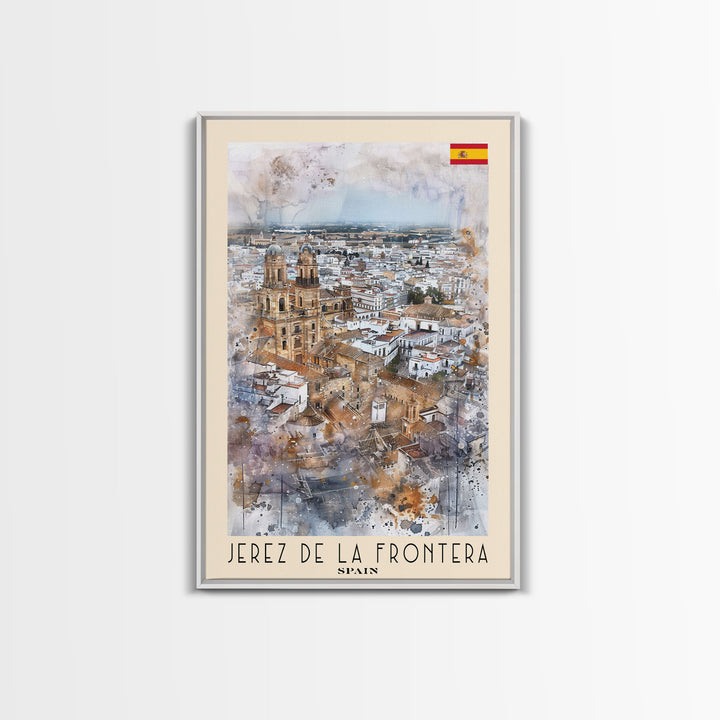 Jerez de la Frontera Spain Vineyard View, Framed Canvas Print, Travel Poster, Rustic Wall Art, Dining Room Decor, Wine Country Art, Home Aesthetic