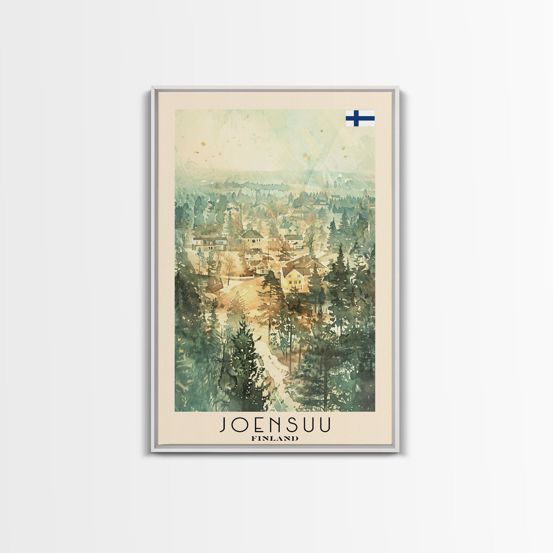 Joensuu Finland River View, Framed Canvas Print, Travel Poster, Scenic Wall Art, Nature Landscape Decor, Living Room Art, Tranquil Home Decoration