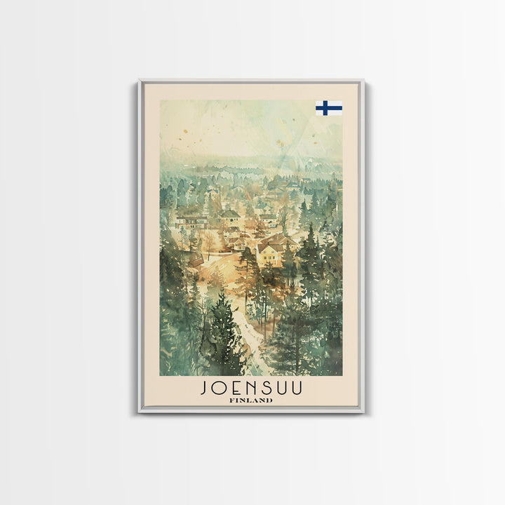 Joensuu Finland River View, Framed Canvas Print, Travel Poster, Scenic Wall Art, Nature Landscape Decor, Living Room Art, Tranquil Home Decoration