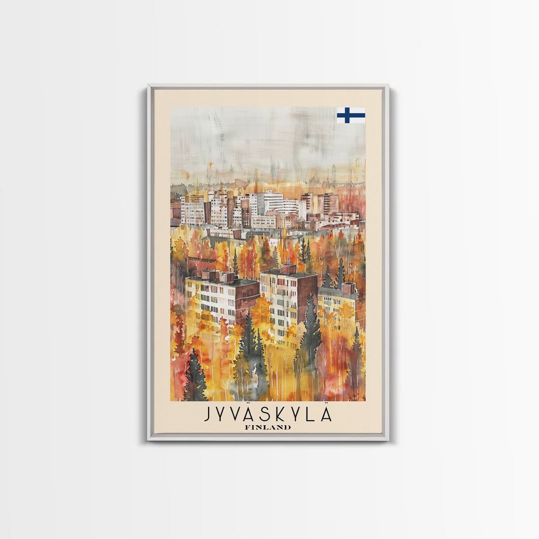 Jyvaskyla Finland Scenic Waterfront, Framed Canvas Print, Travel Poster, Nordic Wall Art, Living Room Decor, Peaceful Landscape, Home Tranquility