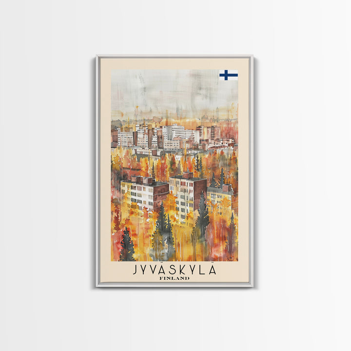 Jyvaskyla Finland Scenic Waterfront, Framed Canvas Print, Travel Poster, Nordic Wall Art, Living Room Decor, Peaceful Landscape, Home Tranquility