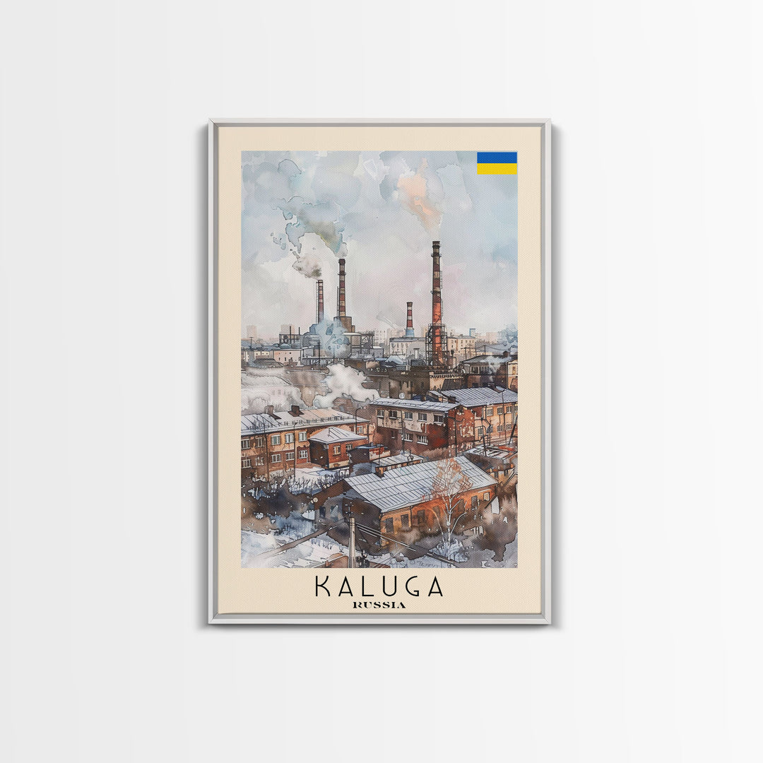 Kaluga Russia Cityscape View, Framed Canvas Print, Travel Poster, Wall Art, Urban Decor, Modern Home Decoration, Living Room Art, Russian City