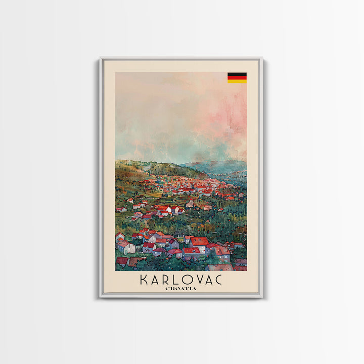 Karlovac Croatia Scenic View, Framed Canvas Print, Travel Poster, Wall Art, Living Room Decor, Cityscape Art, Modern Home Decoration, Croatian City