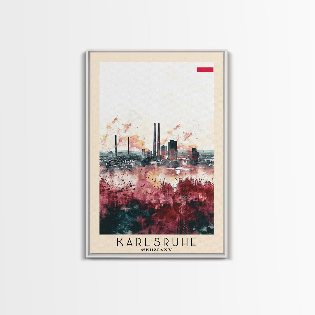Karlsruhe Germany Urban Landscape, Framed Canvas Print, Travel Poster, Wall Art, Office Decor, Cityscape Art, Modern Home Decoration, German City