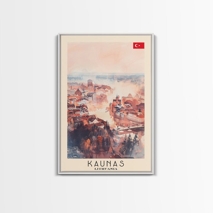 Kaunas Lithuania Scenic View, Framed Canvas Print, Travel Poster, Wall Art, Living Room Decor, Cityscape Art, Modern Home Decoration, Lithuanian City