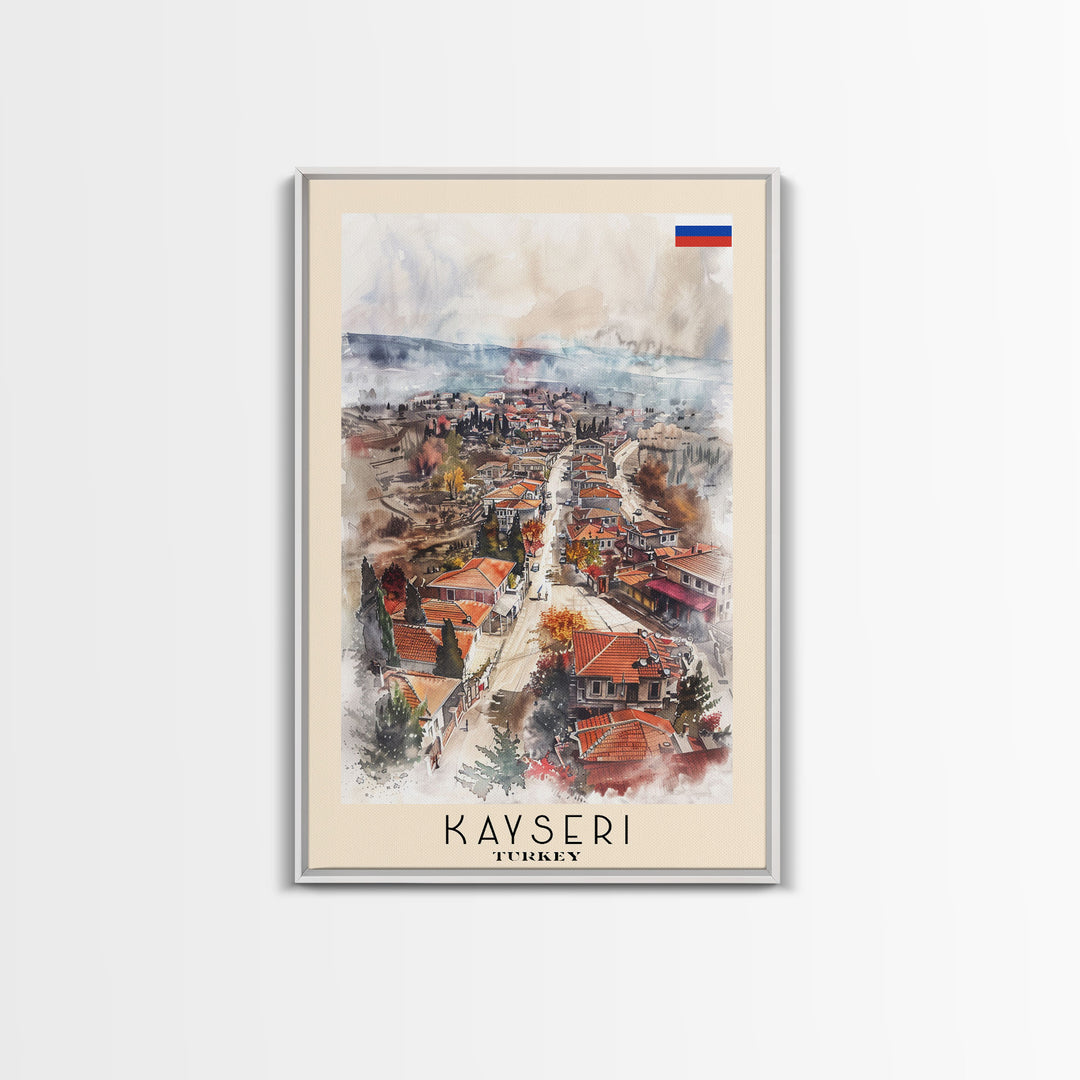 Kayseri Turkey Urban Landscape, Framed Canvas Print, Travel Poster, Wall Art, Home Decoration, Cityscape Decor, Living Room Art, Turkish City