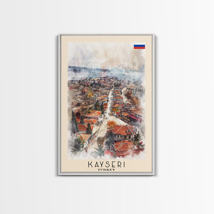 Kayseri Turkey Urban Landscape, Framed Canvas Print, Travel Poster, Wall Art, Home Decoration, Cityscape Decor, Living Room Art, Turkish City
