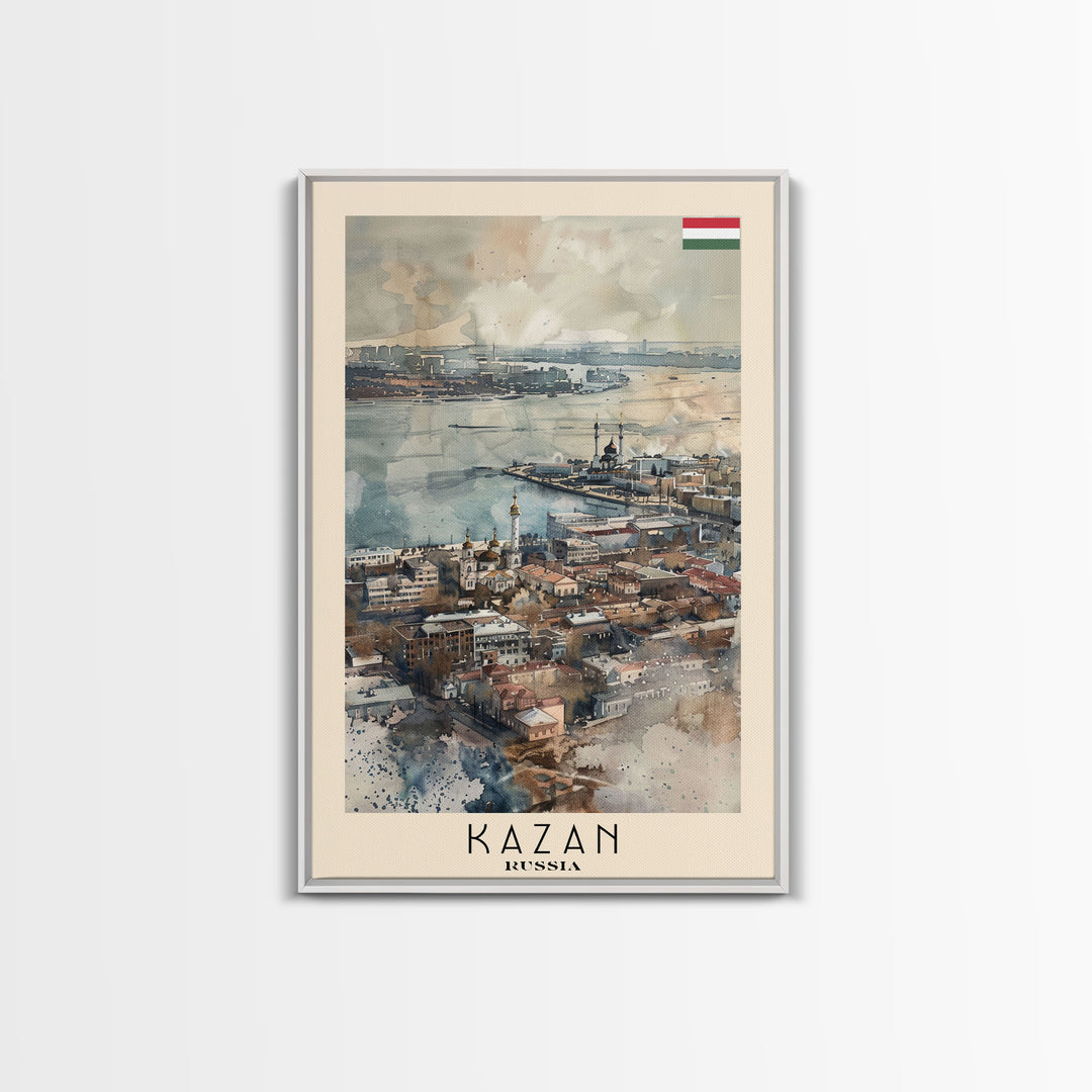 Kazan Russia Scenic View, Framed Canvas Print, Travel Poster, Wall Art, Living Room Decor, Cityscape Art, Modern Home Decoration, Russian City