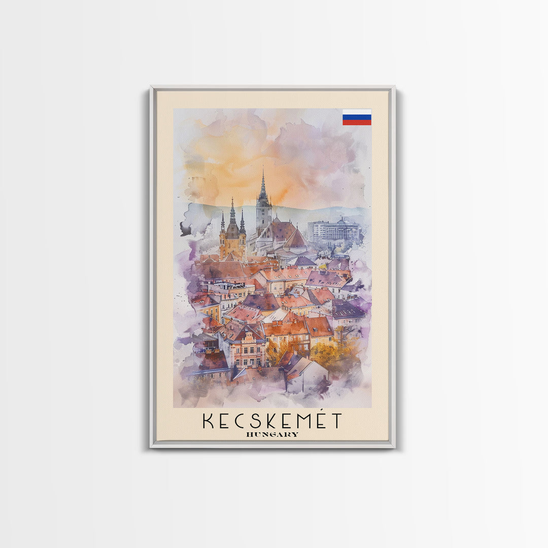 Kecskemet Hungary Urban Landscape, Framed Canvas Print, Travel Poster, Wall Art, Home Decoration, Cityscape Decor, Living Room Art, Hungarian City