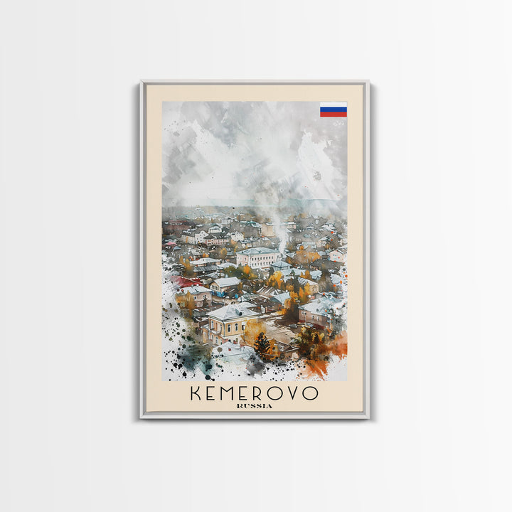 Kemerovo Russia Winter Cityscape, Framed Canvas Print, Travel Poster, Wall Art, Home Decor, Living Room Decoration, Russian Urban Art