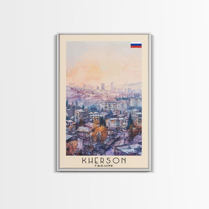 Kherson Ukraine Port View, Framed Canvas Print, Travel Poster, Wall Art, Home Decor, Living Room Decoration, Ukrainian Cityscape Art