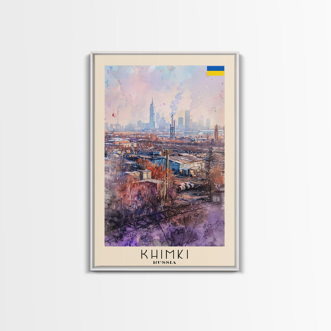 Khimki Russia Scenic Landscape, Framed Canvas Print, Travel Poster, Wall Art, Home Decor, Living Room Decoration, Russian City Art