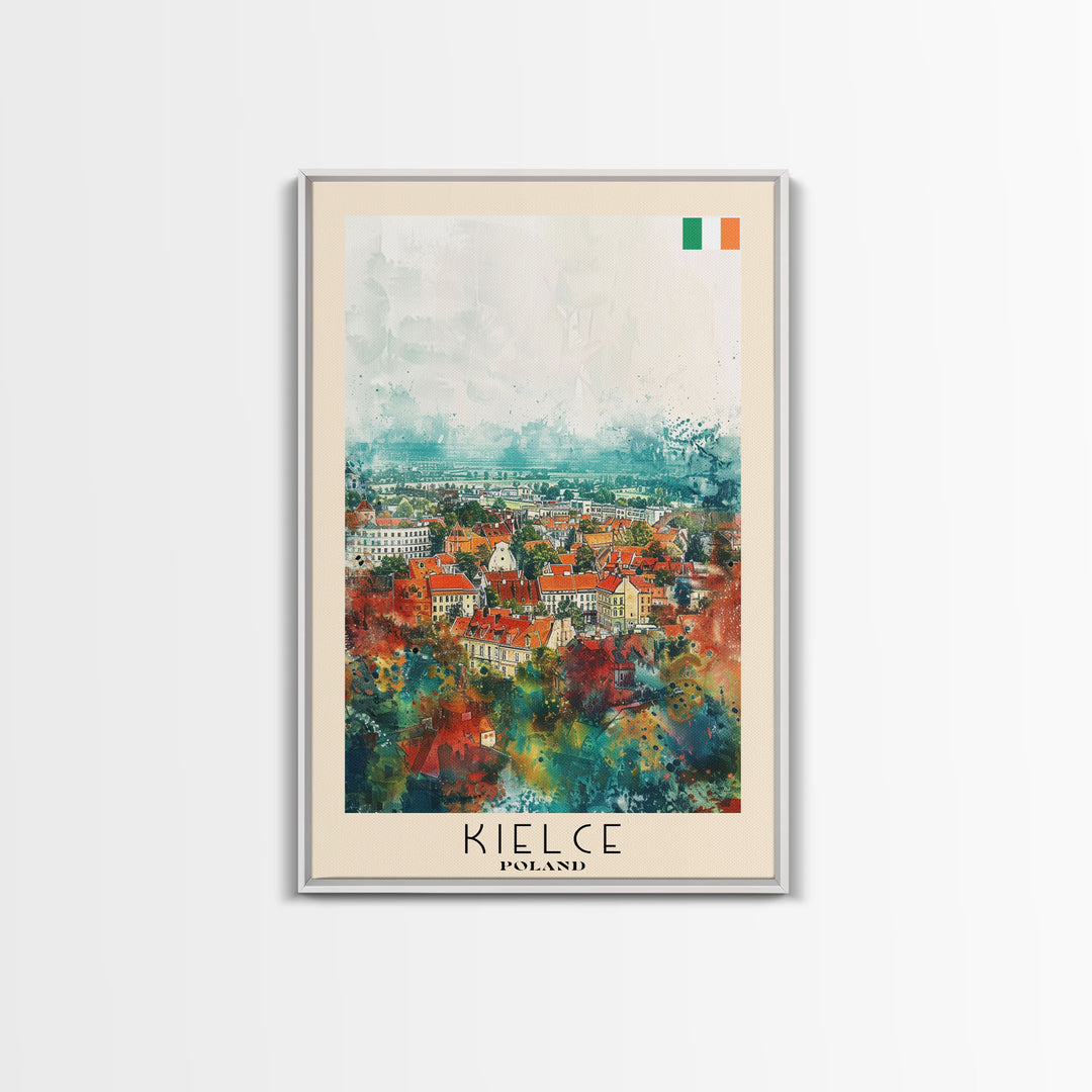 Kielce Poland Historic Cityscape, Framed Canvas Print, Travel Poster, Wall Art, Home Decor, Living Room Decoration, Polish Urban Art