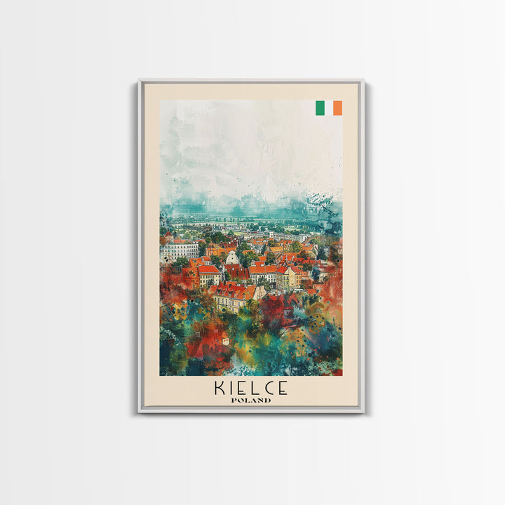 Kielce Poland Historic Cityscape, Framed Canvas Print, Travel Poster, Wall Art, Home Decor, Living Room Decoration, Polish Urban Art