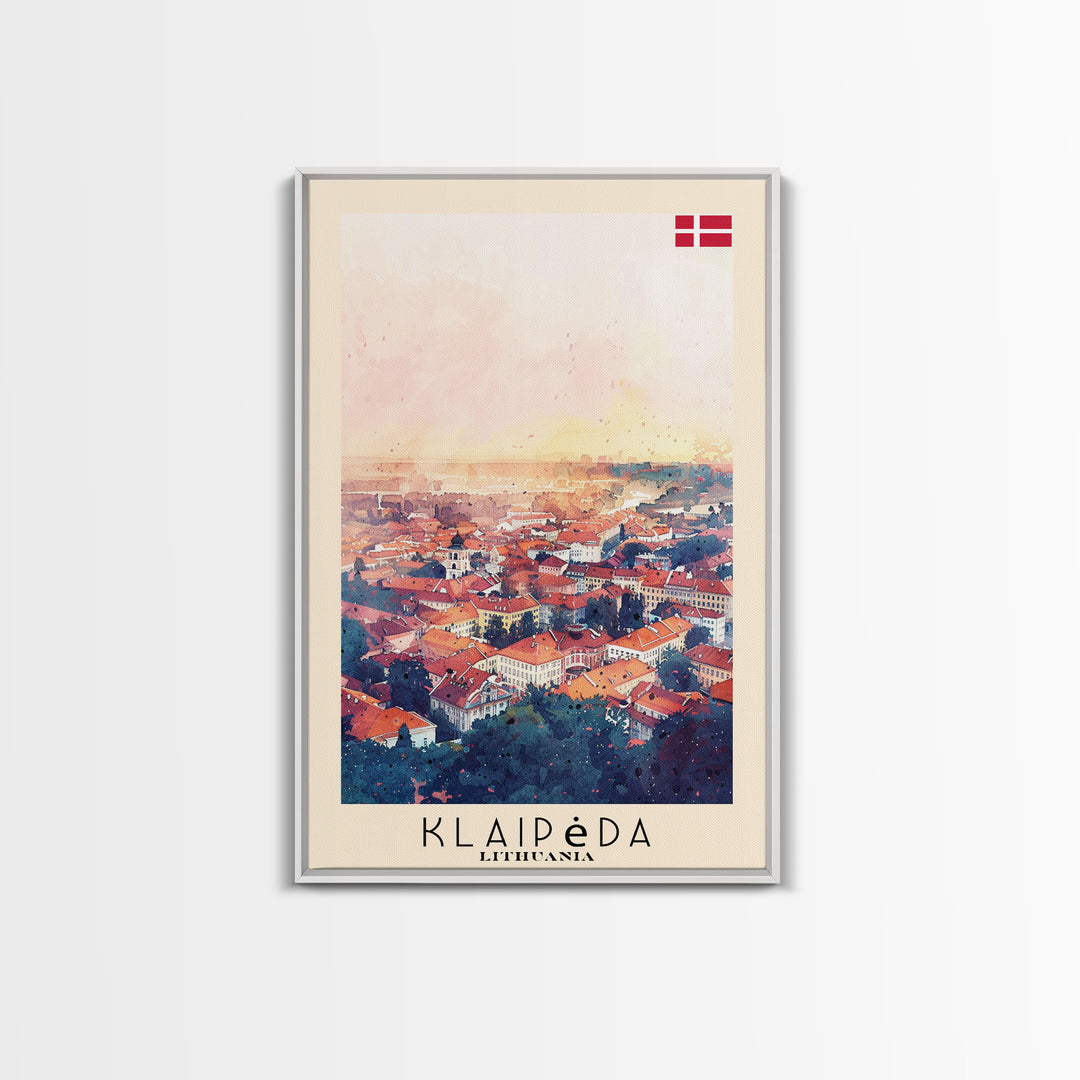 Klaipeda Lithuania Port City View, Framed Canvas Print, Travel Poster, Wall Art, Bedroom Decoration, Coastal Urban Scene, Nautical Artwork