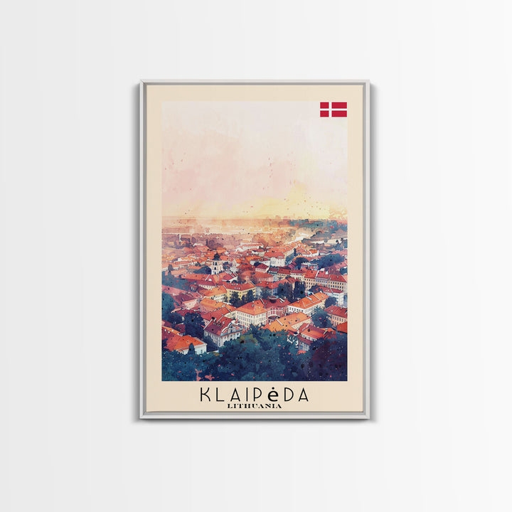 Klaipeda Lithuania Port City View, Framed Canvas Print, Travel Poster, Wall Art, Bedroom Decoration, Coastal Urban Scene, Nautical Artwork