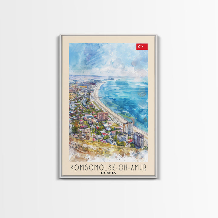 Komsomolsk-on-Amur Russia Industrial Cityscape, Framed Canvas Print, Travel Poster, Wall Art, Study Room Decor, Russian Urban Artwork, Industrial Scene