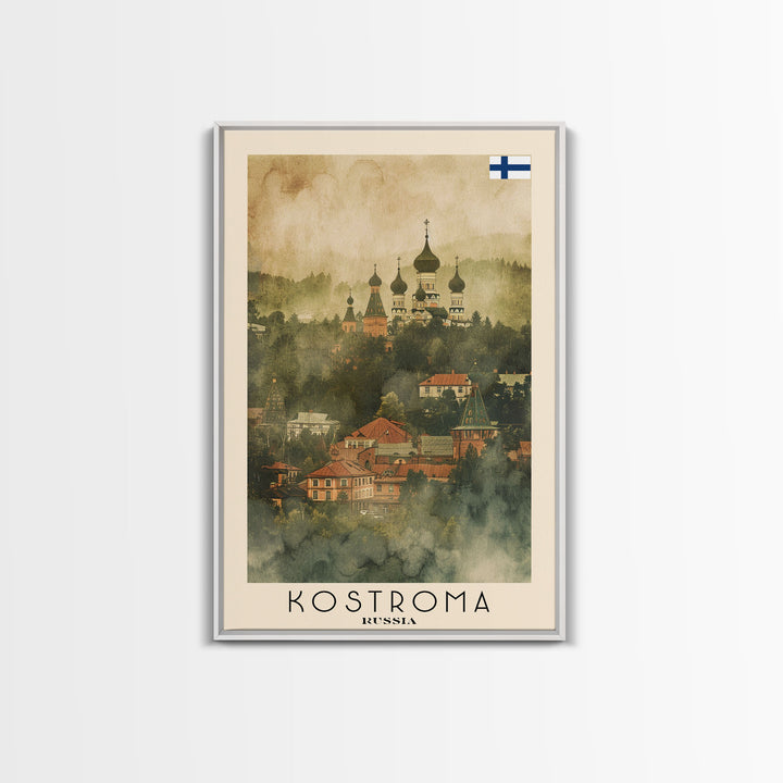 Kostroma Russia Winter Cityscape, Framed Canvas Print, Travel Poster, Wall Art, Entryway Decor, Russian Winter Landscape, Snowy Urban Scene