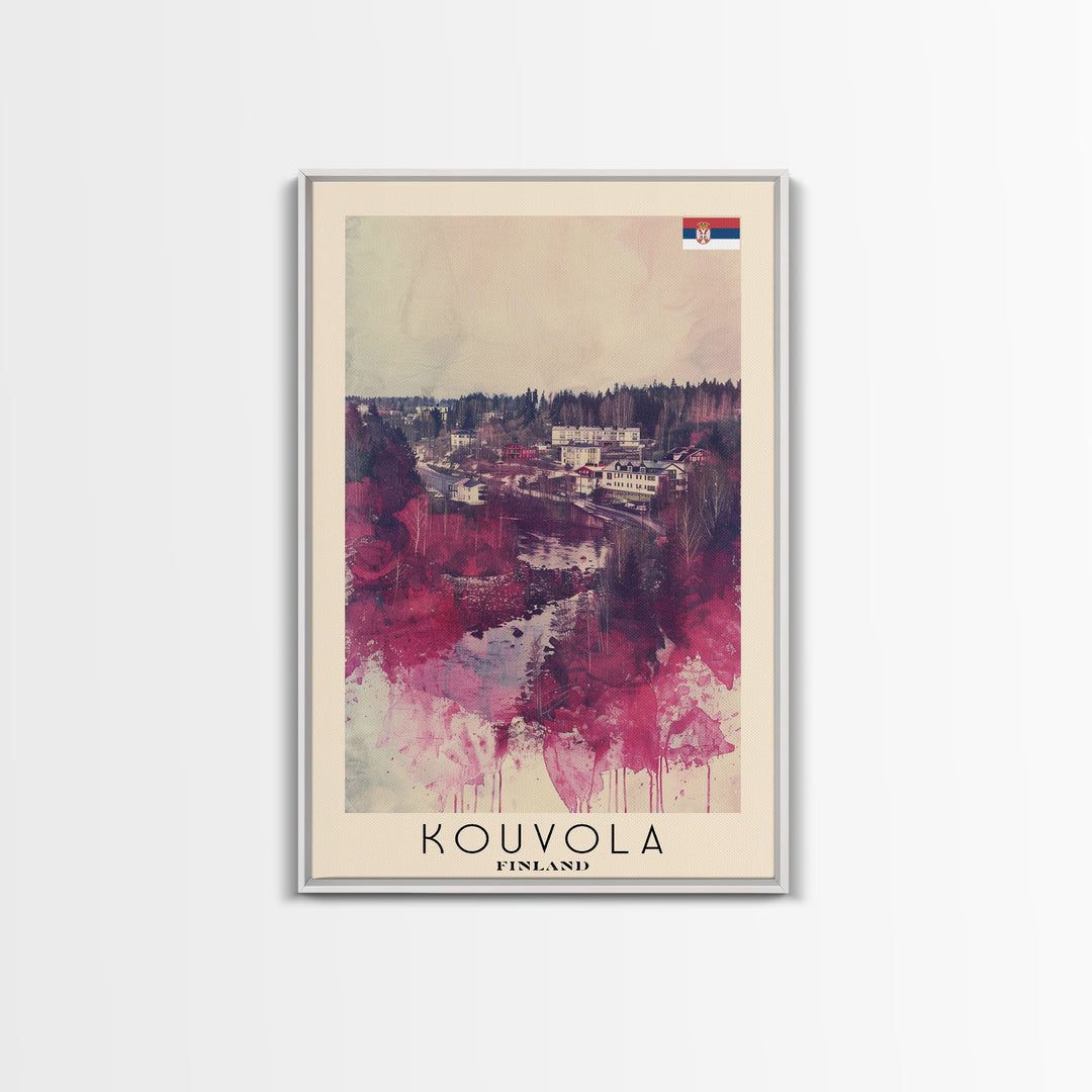 Kouvola Finland Scenic Winter View, Framed Canvas Print, Travel Poster, Wall Art, Bathroom Decor, Finnish Urban Landscape, Scenic Winter Painting
