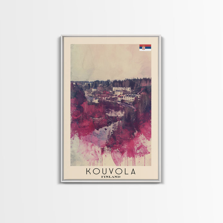Kouvola Finland Scenic Winter View, Framed Canvas Print, Travel Poster, Wall Art, Bathroom Decor, Finnish Urban Landscape, Scenic Winter Painting
