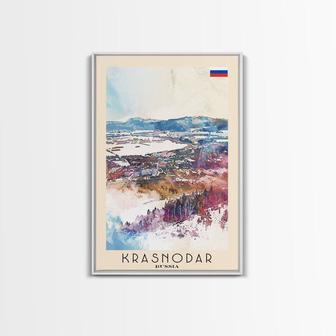 Krasnodar Russia Travel Poster Framed Canvas Print, Abstract Landscape Art, Wall Decor, Home Decoration, Travel Print, Artistic Gift