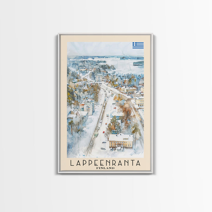 Lappeenranta Finland Travel Poster Framed Canvas Print, Scenic Landscape, Watercolor Painting, Wall Art, Home Decor, Travel Print, Artistic Gift