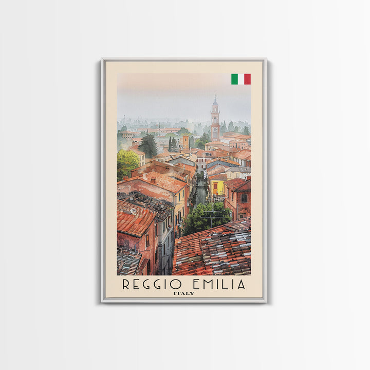 Reggio Emilia Italy Travel Poster Framed Canvas Print, Watercolor Painting, Scenic Wall Art, Home Decor, Italian Landscape, Artistic Art