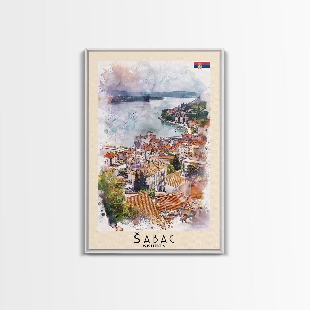 Picturesque Acharnes Greece Coastal Village, Framed Canvas Print, Living Room Art, Mediterranean Style, Home Decoration