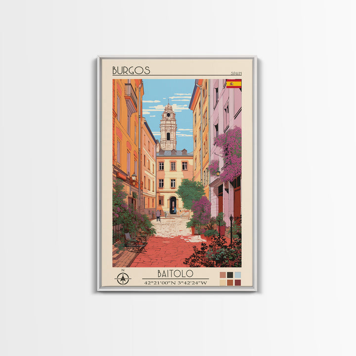 Burgos Spain Travel Poster Framed Canvas Print, Vintage Style, Pop Art Home Decor, Scenic Wall Art, Living Room Decoration, Artistic Gift