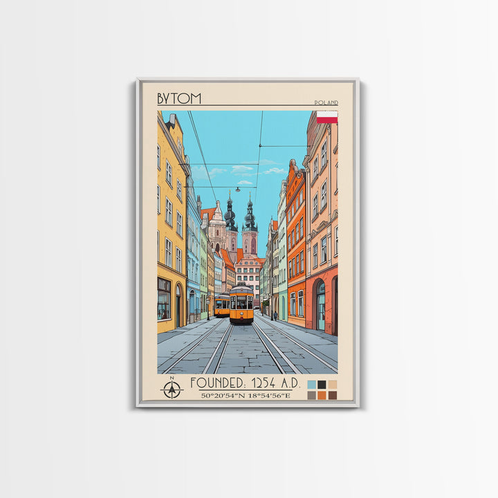 Bytom Poland Travel Poster Framed Canvas Print, Vintage Style, Pop Art Home Decor, Scenic Wall Art, Living Room Decoration, Artistic Gift