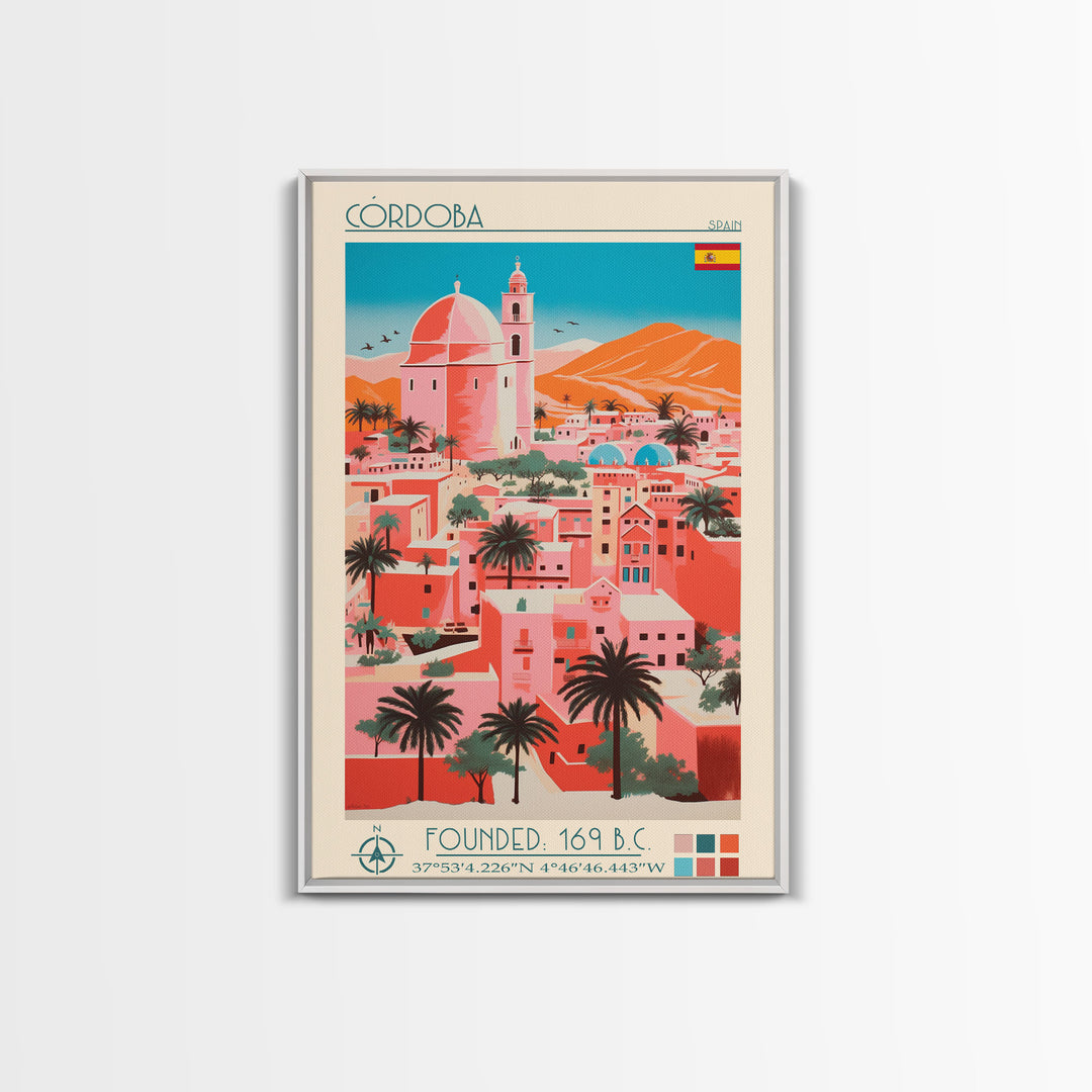 Cordoba Spain Travel Poster Framed Canvas Print, Vintage Style, Pop Art Home Decor, Scenic Wall Art, Living Room Decoration, Artistic Gift