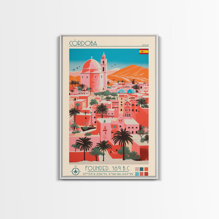 Cordoba Spain Travel Poster Framed Canvas Print, Vintage Style, Pop Art Home Decor, Scenic Wall Art, Living Room Decoration, Artistic Gift