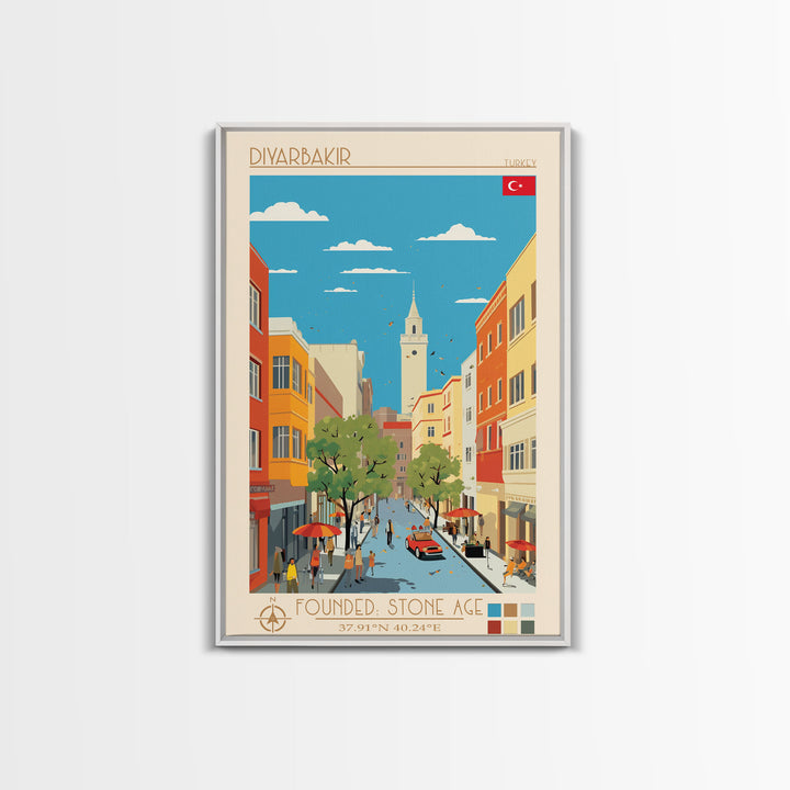 Diyarbakir Turkey Travel Poster Framed Canvas Print, Vintage Style, Pop Art Home Decor, Scenic Wall Art, Living Room Decoration, Artistic Gift