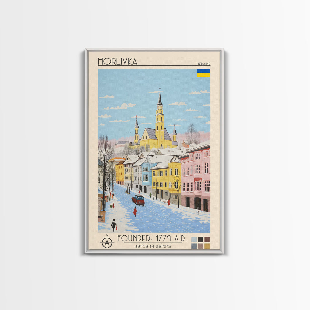 Horlivka Ukraine Travel Poster Framed Canvas Print, Vintage Style, Pop Art Home Decor, Scenic Wall Art, Bedroom Decoration, Office Gift