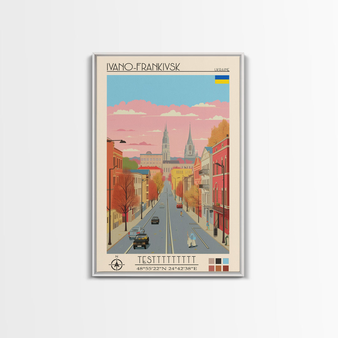 Ivano-Frankivsk Ukraine Travel Poster Framed Canvas Print, Vintage Style, Pop Art Home Decor, Scenic Wall Art, Bedroom Decoration, Office Gift
