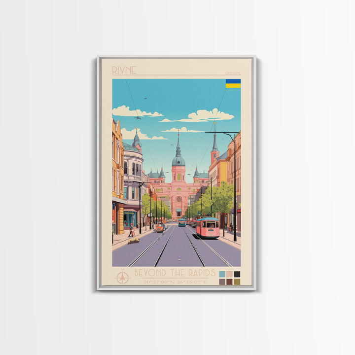 Rivne Ukraine Travel Poster Framed Canvas Print, Vintage Style, Pop Art Home Decor, Scenic Wall Art, Bedroom Decoration, Office Gift