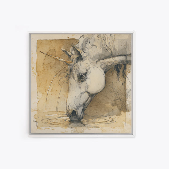 Griffin Perched on a Castle Wall Canvas Print, Fantasy Art, Fantasy Art Prints, Living Room Decor, Mythic, Modern Decor, FAN-1x1-10