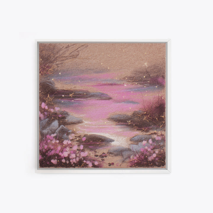 Mermaid Lagoon with Bioluminescent Water Framed Canvas Print, Fantasy Art, Gallery Decor, Living Room Decor, Fine Art, Mythic, FAN-1x1-32