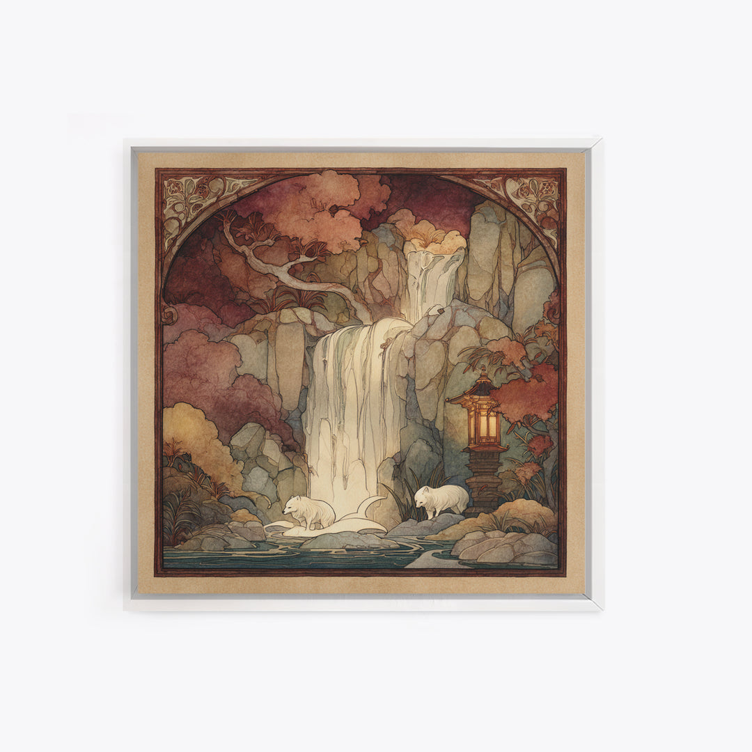 Crystal Cave with Luminous Blue Reflections Canvas Print, Fantasy Art, Surreal Art, Living Room Decor, Oil Painting, Mythic, FAN-1x1-54