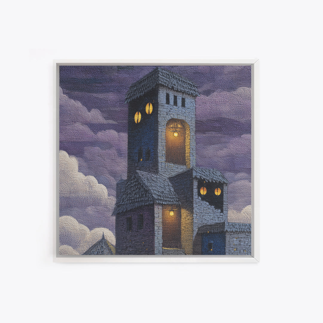 Armored Knight Facing a Glowing Portal Framed Canvas Print, Fantasy Art, Fine Art Print, Living Room Decor, Oil Painting, FAN-1x1-79