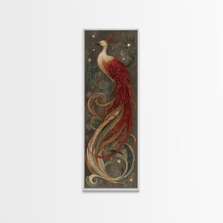 Phoenix Rising in Gold and Crimson Flames Canvas Print, Fantasy Art, Room Decor, Living Room Decor, Fine Art, Mythic, FAN-1x3-17