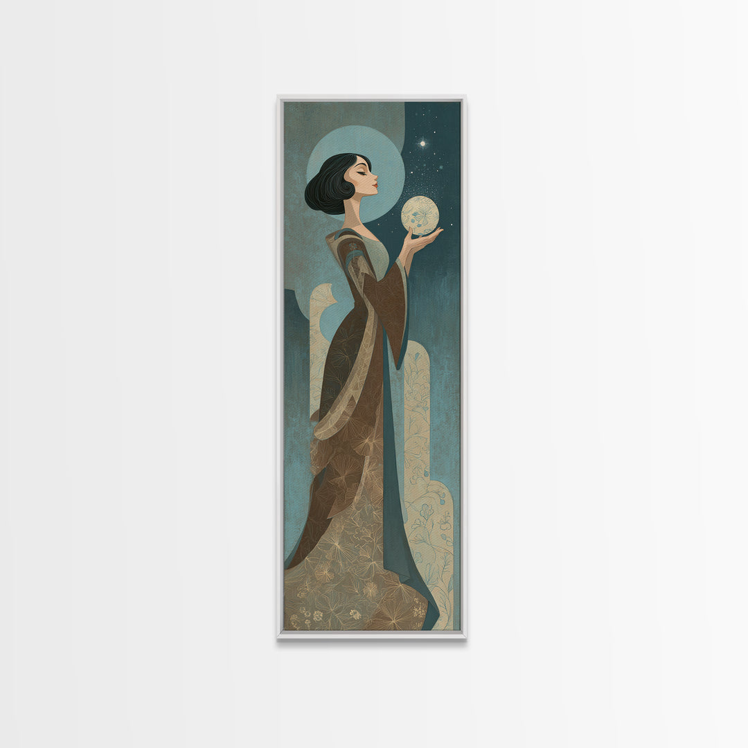 Elven Queen Portrait Canvas Print, Fantasy Art, Fantasy Art Print, Living Room Decor, Fine Art, Mythic, Textured Painting, FAN-1x3-38