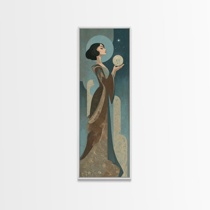 Elven Queen Portrait Canvas Print, Fantasy Art, Fantasy Art Print, Living Room Decor, Fine Art, Mythic, Textured Painting, FAN-1x3-38