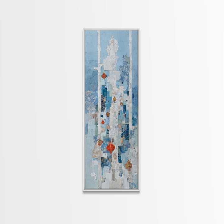 Crystal Cave with Luminous Blue Reflections Canvas Print, Fantasy Art, Acrylic Painting, Living Room Decor, Fine Art, Mythic, FAN-1x3-42