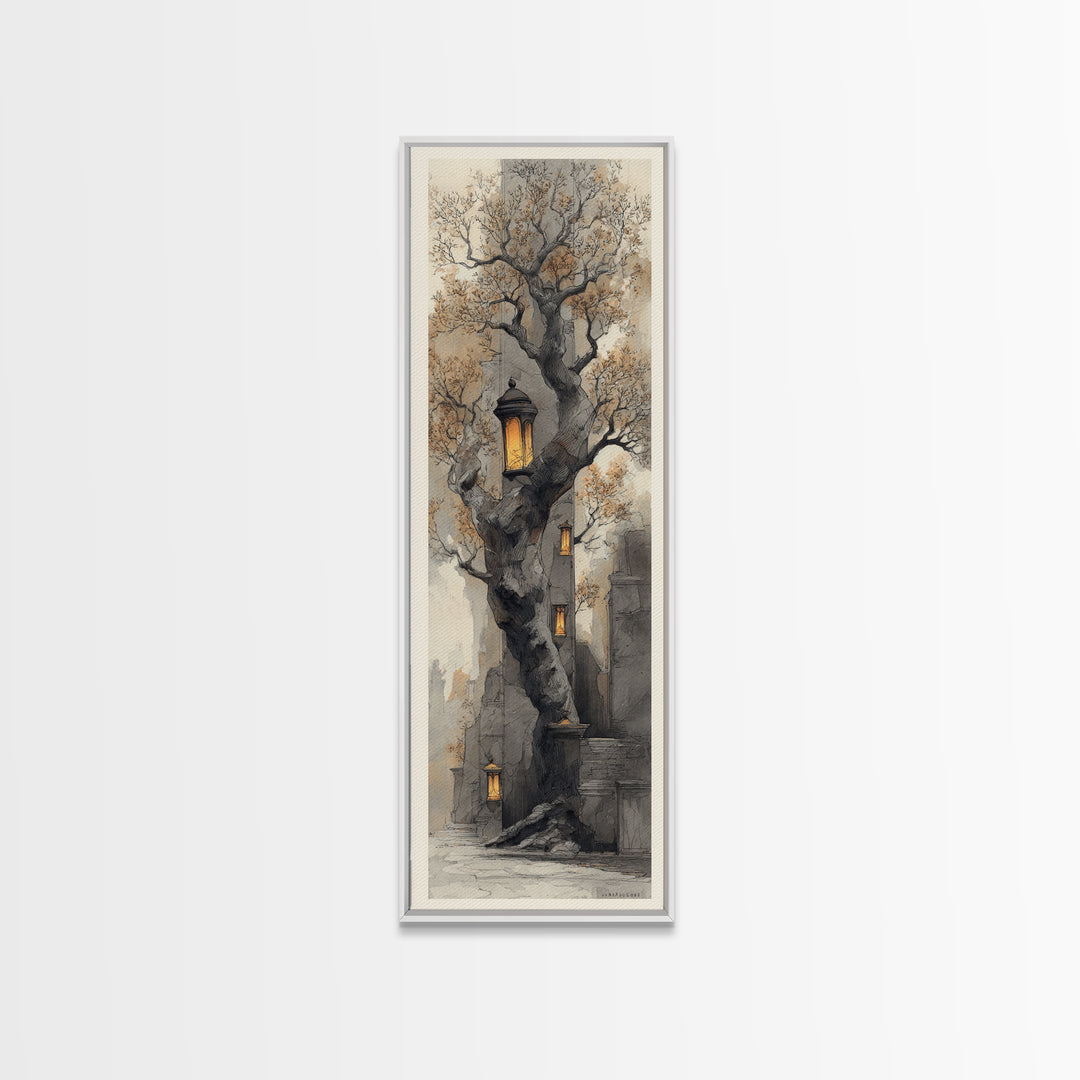Dwarven Forge with Molten Gold Glow Framed Canvas Print, Fantasy Art, Large Art Print, Living Room Decor, Oil Painting, Mythic, FAN-1x3-54