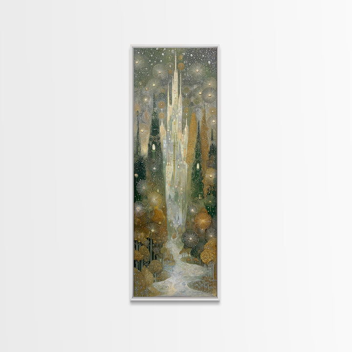 Mythic Waterfall Guarded by White Wolves Canvas Print, Fantasy Art, Wall Decor, Living Room Decor, Abstract Art, Mythic, FAN-1x3-60