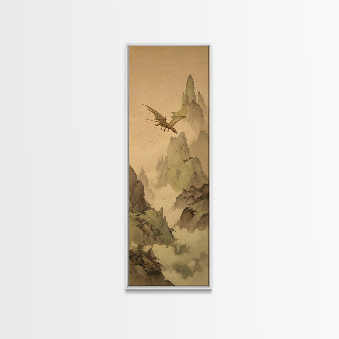 Griffin Perched on a Castle Wall Framed Canvas Print, Fantasy Art, Fantasy Home Decor, Living Room Decor, Fine Art, Mythic, FAN-1x3-70